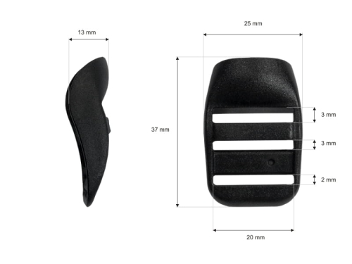 Regulator zaciskowy plastikowy - 20 mm - Wymiary