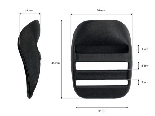 Regulator zaciskowy plastikowy - 30 mm - Wymiary