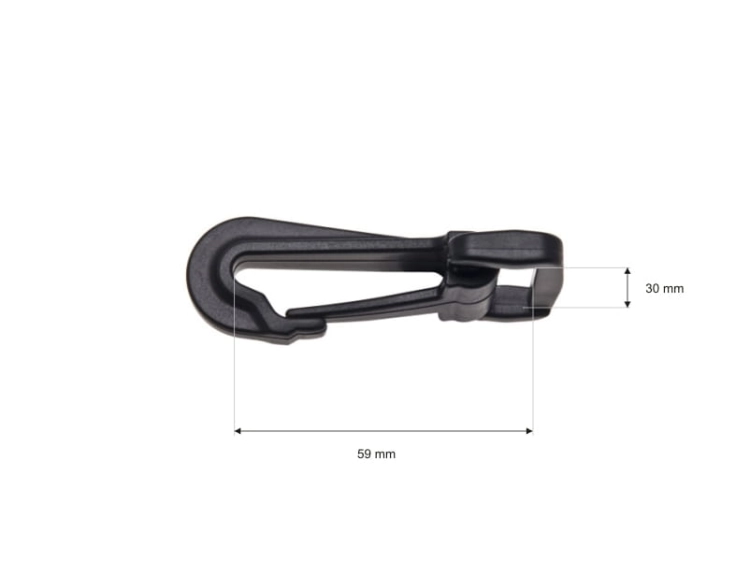 Karabińczyk plastikowy - 30 mm - Wymiary