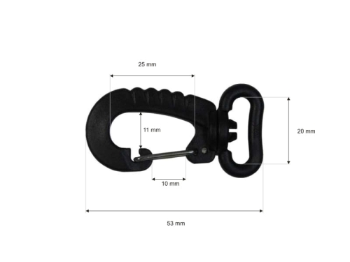 Karabińczyk obrotowy plastikowy - 20 mm - Wymiary