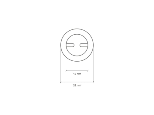 Oczka metalowe zaciskowe - 15 mm (płaskie) - Wymiary