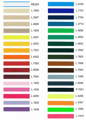 Guma okrągła - 2,6 mm (21 kolorów) - Karta kolorów