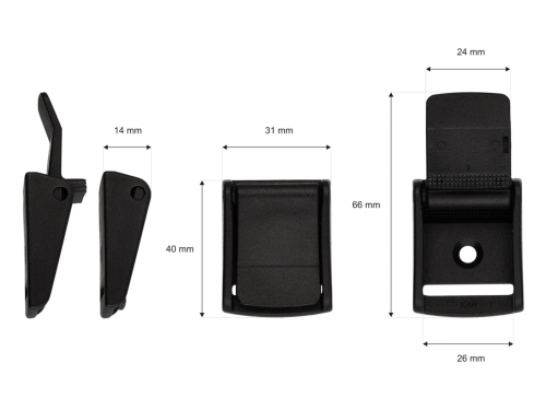 Stoper plastikowy do taśmy - 25 mm - Wymiary