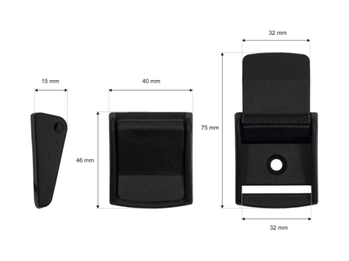 Stoper plastikowy do taśmy - 32 mm - Wymiary