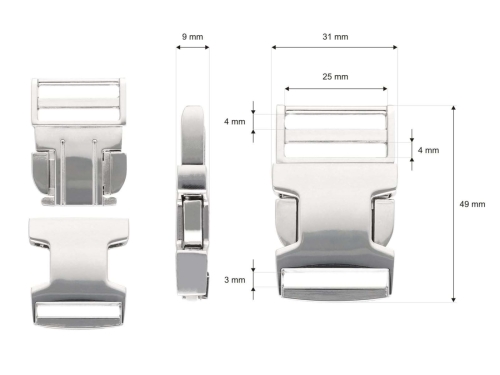 Klamra metalowa - 25 mm - Wymiary