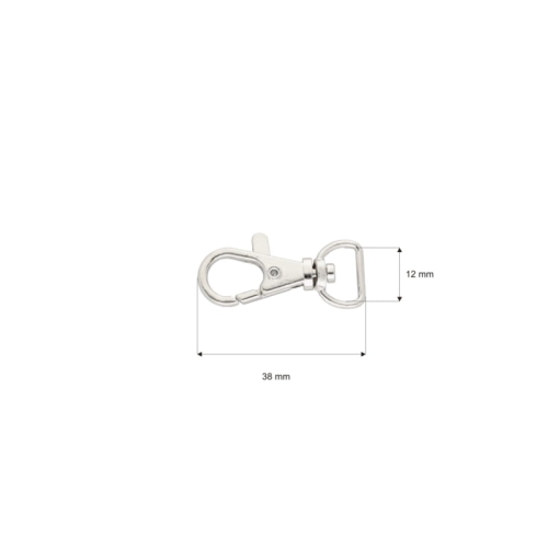 Karabińczyk metalowy 'Rybka' - 12 mm - Srebrny
