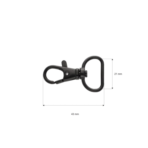 Karabińczyk metalowy 'Rybka' - 20 mm - Czarny