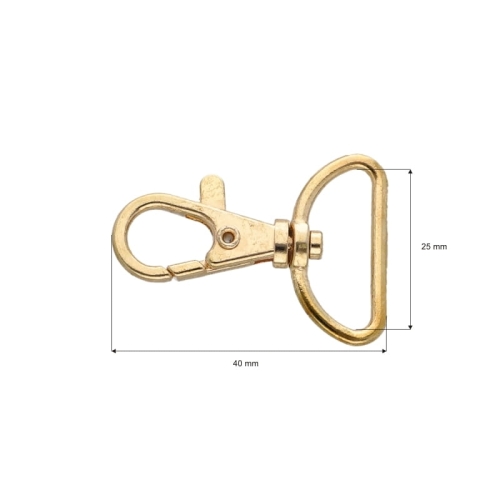 Karabińczyk metalowy 'Rybka' - 25 mm - Złoty