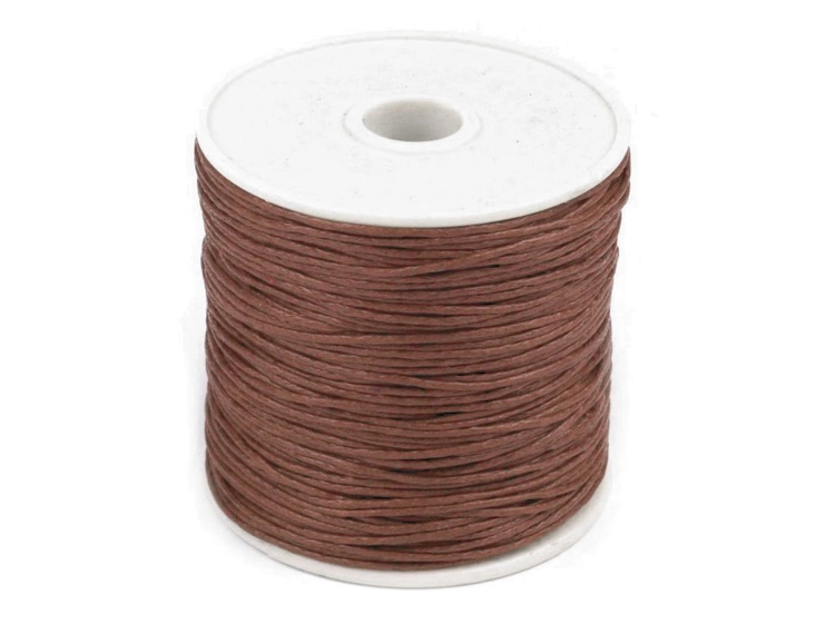 Sznurek bawełniany woskowany - 1 mm - Brązowy