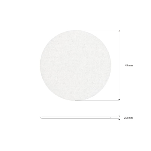 Rzep samoprzylepny kółka - 45 mm - Biały - Pętelka - Wymiary