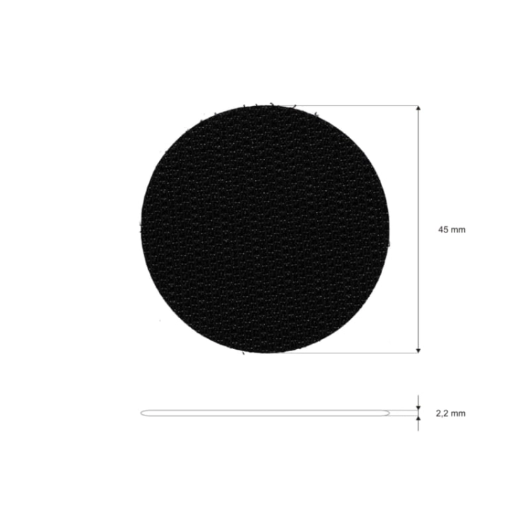 Rzep samoprzylepny kółka - 45 mm - Czarny - Haczyk - Wymiary