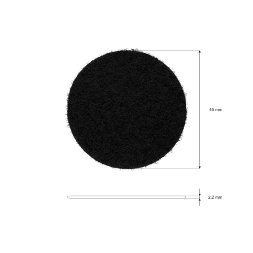 Rzep samoprzylepny kółka - 45 mm - Czarny - Pętelka - Wymiary