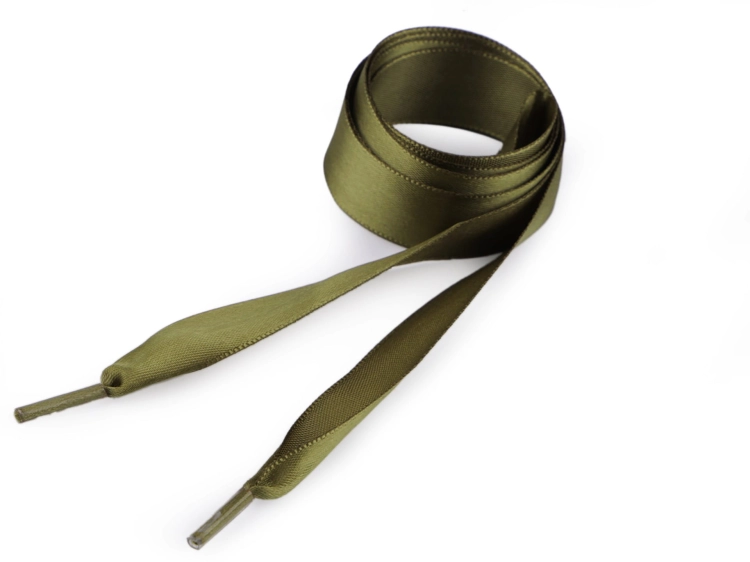 Sznurówki satynowe - 110 cm - Khaki