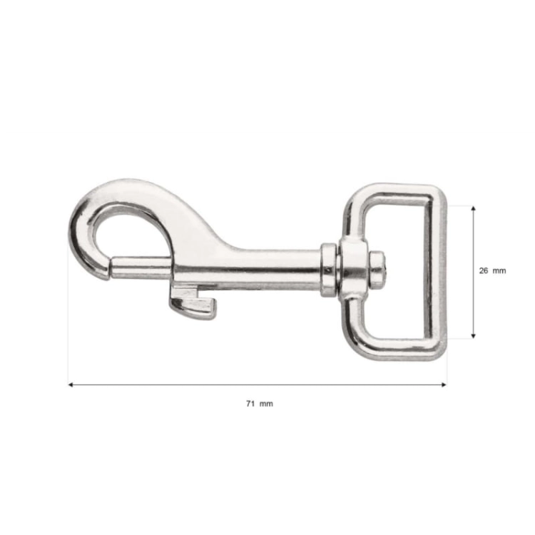 Karabińczyk metalowy - 26mm x 71mm
