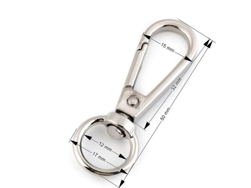 Karabińczyk metalowy - 12 mm - Wymiary