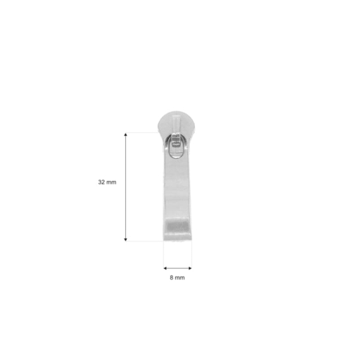 Suwak do zamka metalowego '5' - Srebrny Podłużny