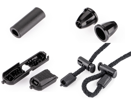 Końcówki plastikowe do sznurka - 5 rodzajów