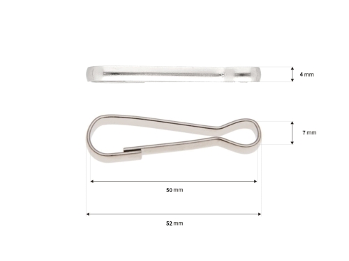 Karabińczyk metalowy - 50mm x 7mm - Wymiary