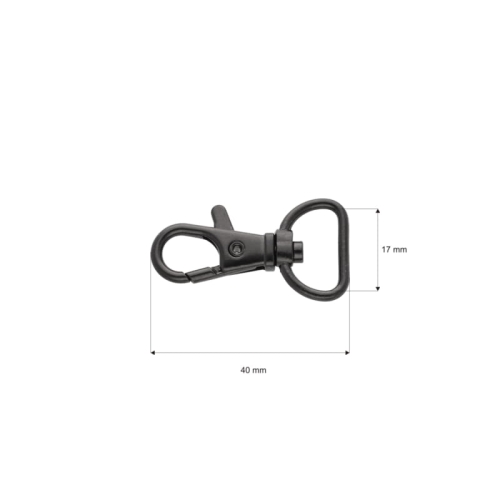 Karabińczyk metalowy 'Rybka' - 16 mm - Czarny.jpg