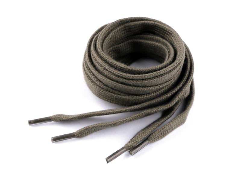 Sznurówki bawełniane płaskie - Khaki
