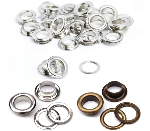Oczka kaletnicze metalowe z podkładką (4mm - 35mm)