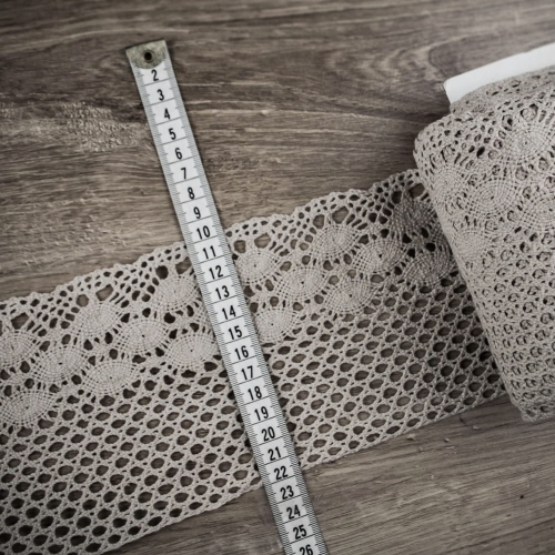 Koronka bawełniana - 13 cm - Beżopopiel