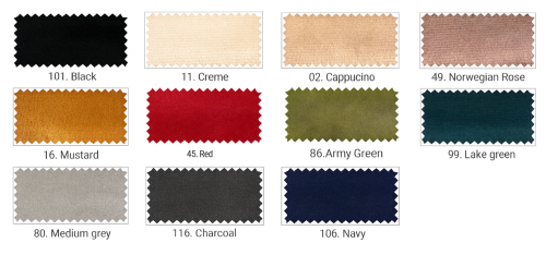 Tkanina Velvet - Welur obiciowy - Karta kolorów