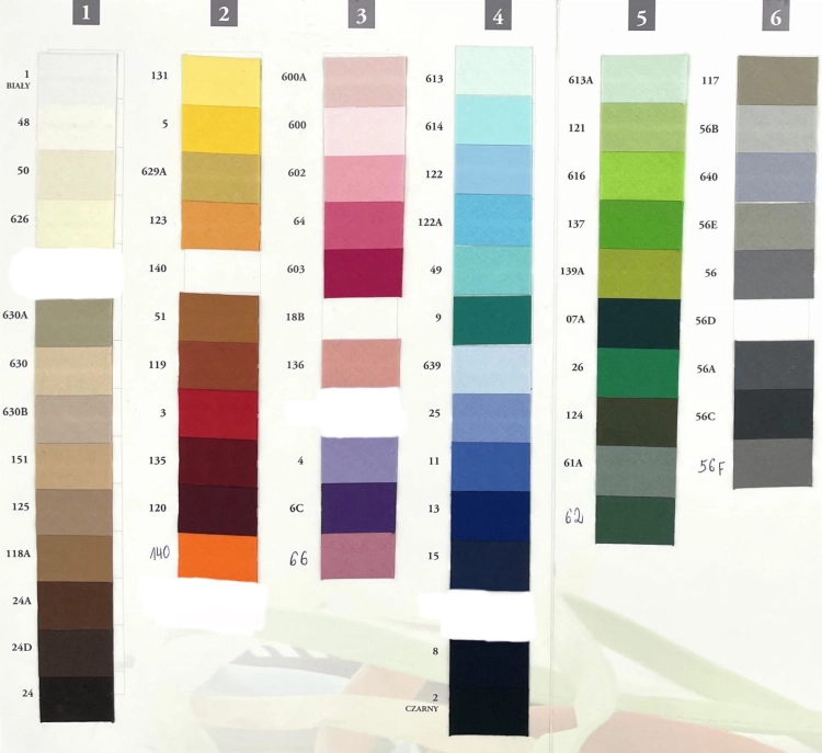 Wypustka bawełniana (Ø 1,6 mm) - 70 kolorów - Katalog
