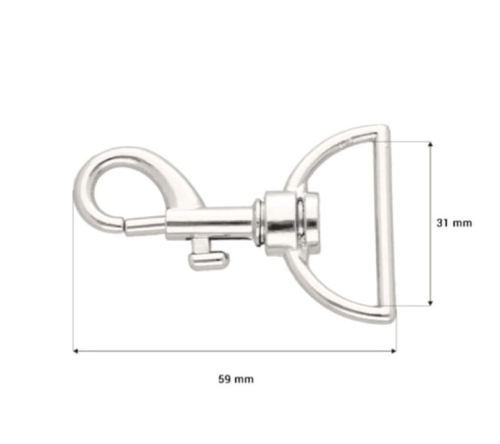 Karabińczyk metalowy - 31mm x 59mm