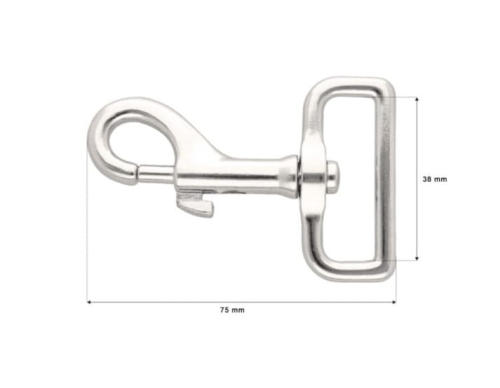 Karabińczyk metalowy - 38mm x 75mm