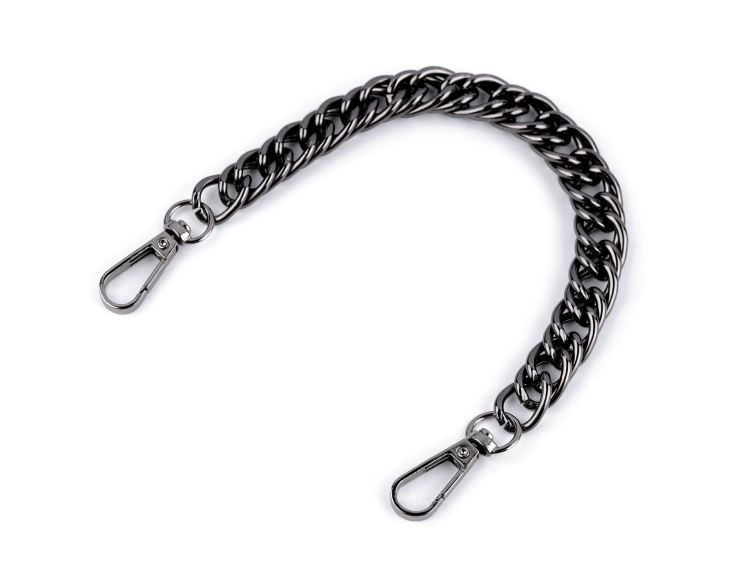 Łańcuszek z karabińczykami - 25 cm - Ciemny nikiel
