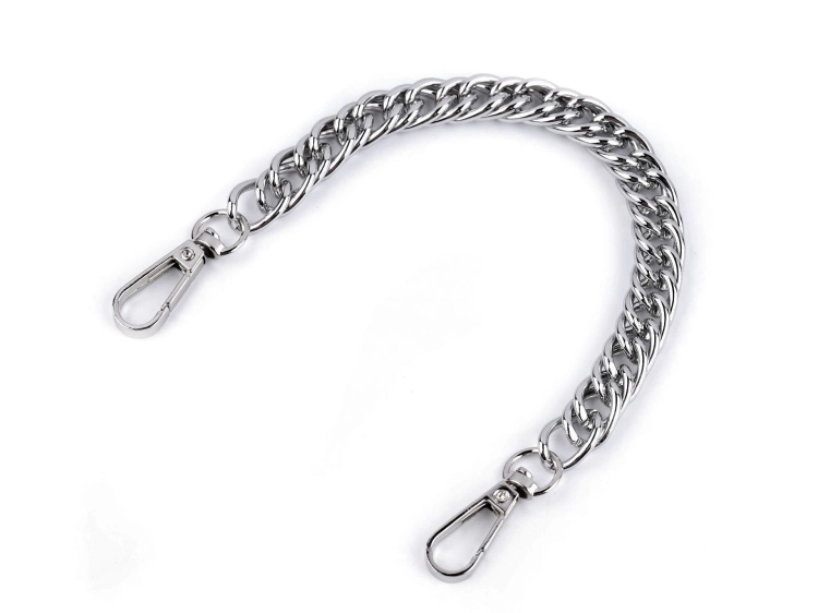 Łańcuszek z karabińczykami - 25 cm - Srebrny