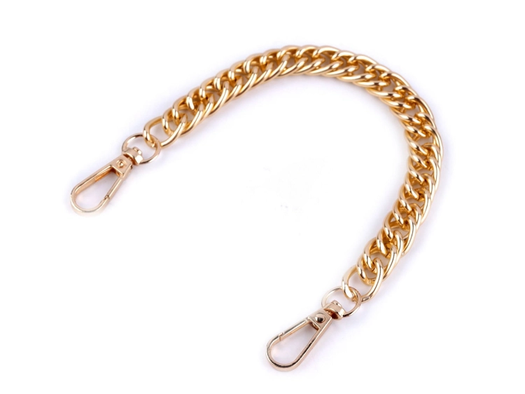 Łańcuszek z karabińczykami - 25 cm - Złoty
