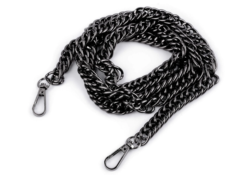 Łańcuszek z karabińczykami - 120 cm - Ciemny nikiel