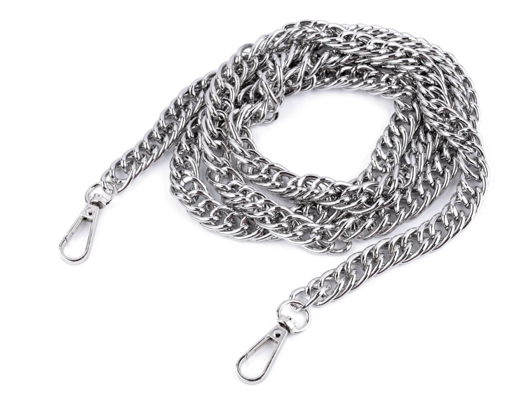 Łańcuszek z karabińczykami - 120 cm - Srebrny