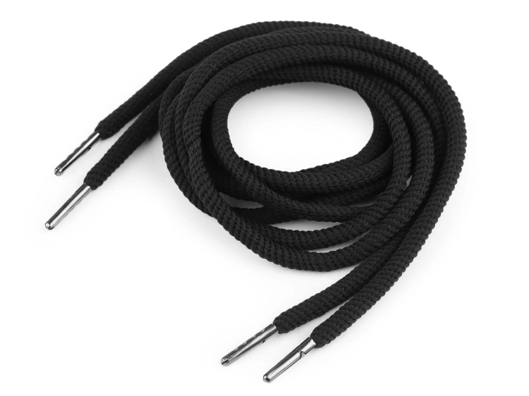 Sznurek z końcówkami (Ø 5 mm) - 130 cm - Czarny