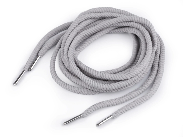 Sznurek z końcówkami (Ø 5 mm) - 130 cm - Szary