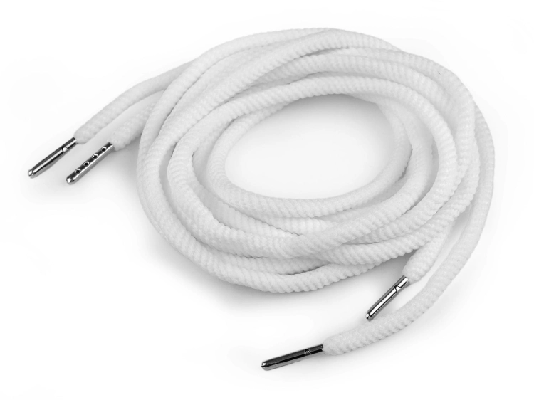 Sznurek z końcówkami (Ø 5 mm) - 130 cm - Biały