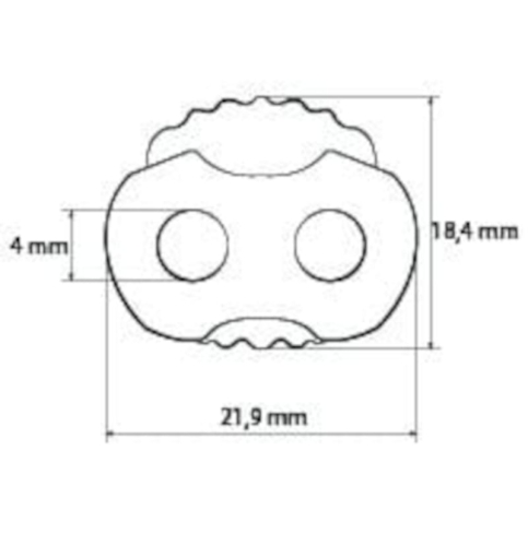 Stopery plastikowe do sznurka - Podwójny - Wymiary