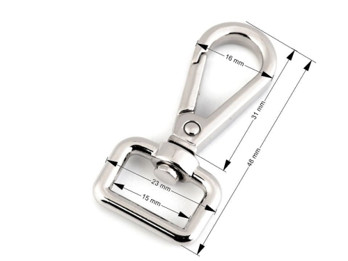 Karabińczyk metalowy - 15 mm