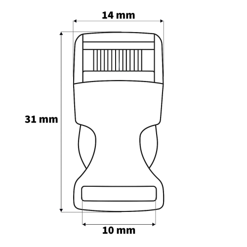 Klamra plastikowa - 10 mm - Wymiary