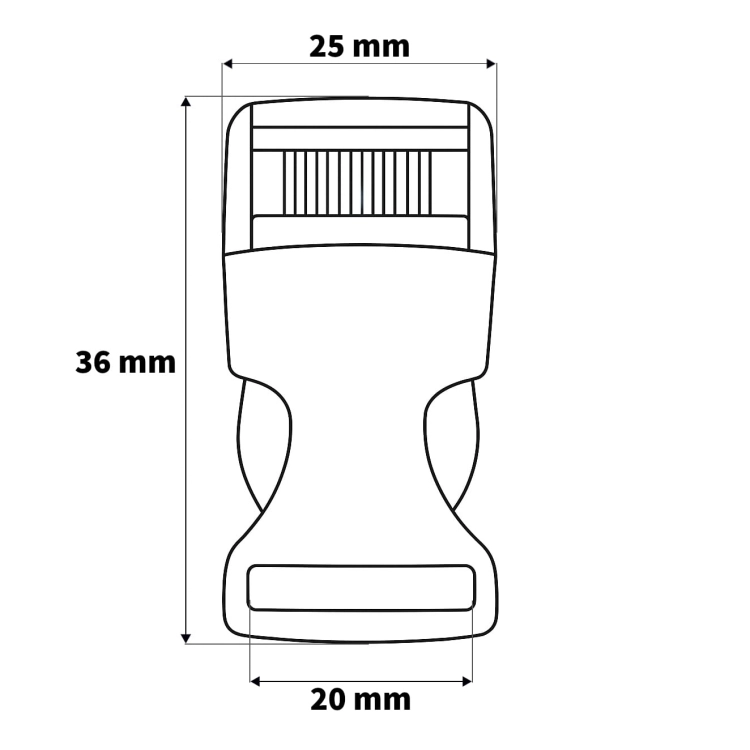 Klamra plastikowa - 20 mm - Wymiary