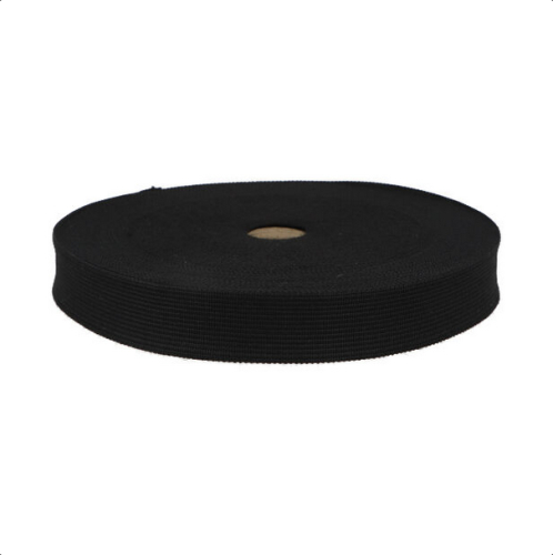 Taśma lamówka dziana - 25 mm - 332 - Czarny