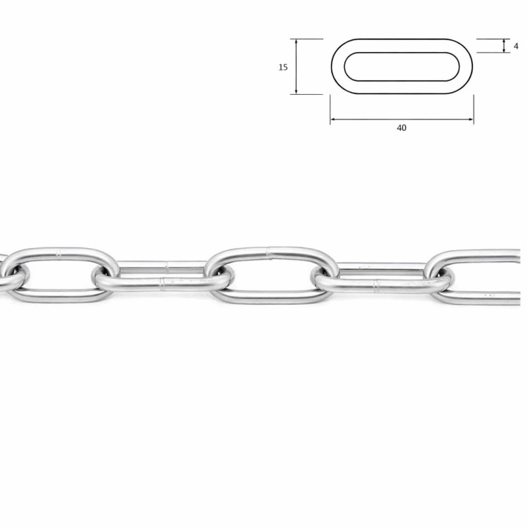 Łańcuch metalowy długoowniwowy - 4 mm