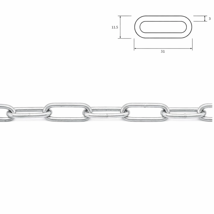 Łańcuch metalowy długoowniwowy - 3 mm