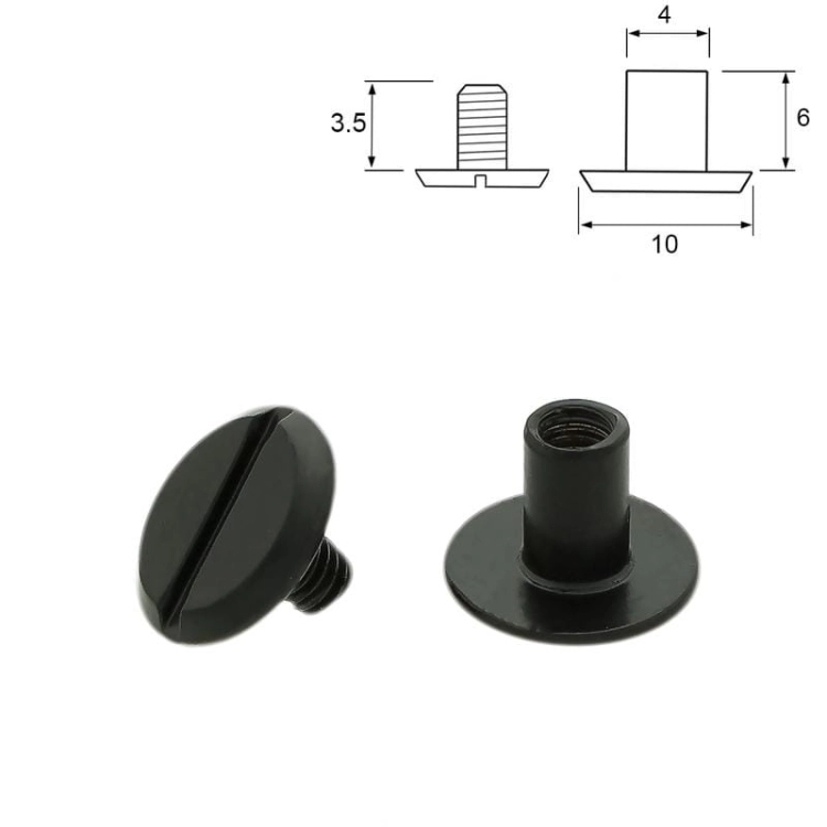 Nit skręcany - 10x4x6 mm - Czarny - Wymiary