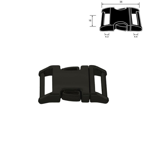 Klamra metalowa - 15 mm - Czarna zaokrąglona