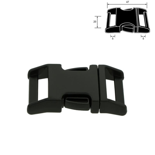 Klamra metalowa - 20 mm - Czarna zaokrąglona