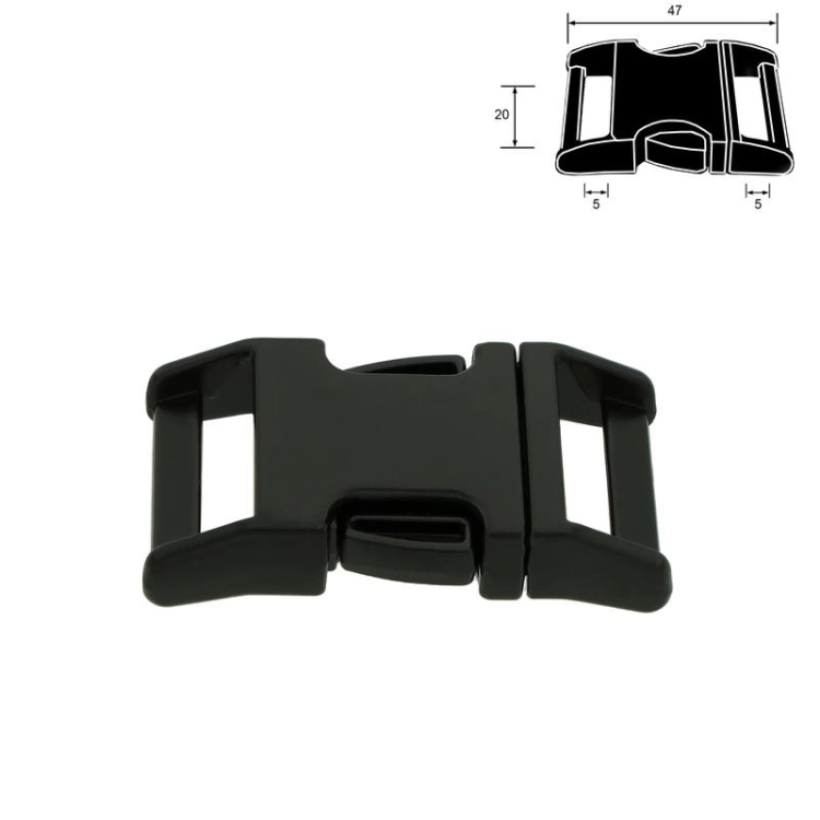 Klamra metalowa - 20 mm - Czarna zaokrąglona