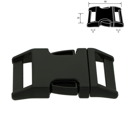 Klamra metalowa - 25 mm - Czarna zaokrąglona